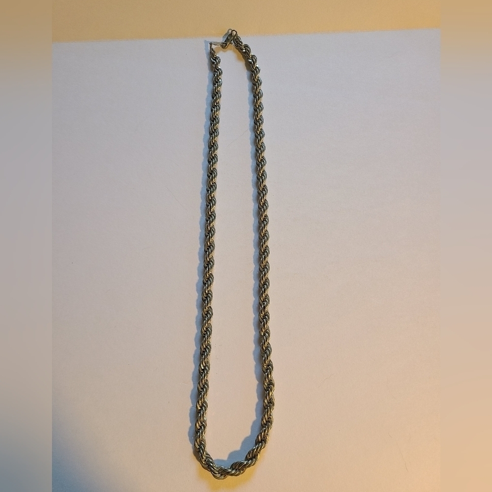Vintage Silver Thick Rope Chain Necklace